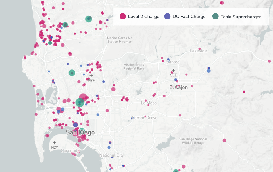 map screenshot with ev stations dots